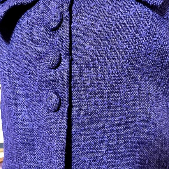 50s Vintage Patty Woodard Purple Woven Skirt and Jacket set with Ruffle Sleeve a - Picture 5 of 9
